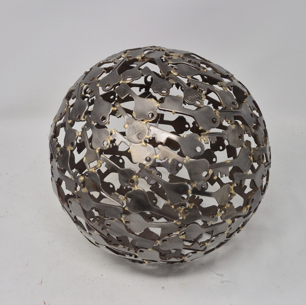 Metal Key Sphere Sculpture